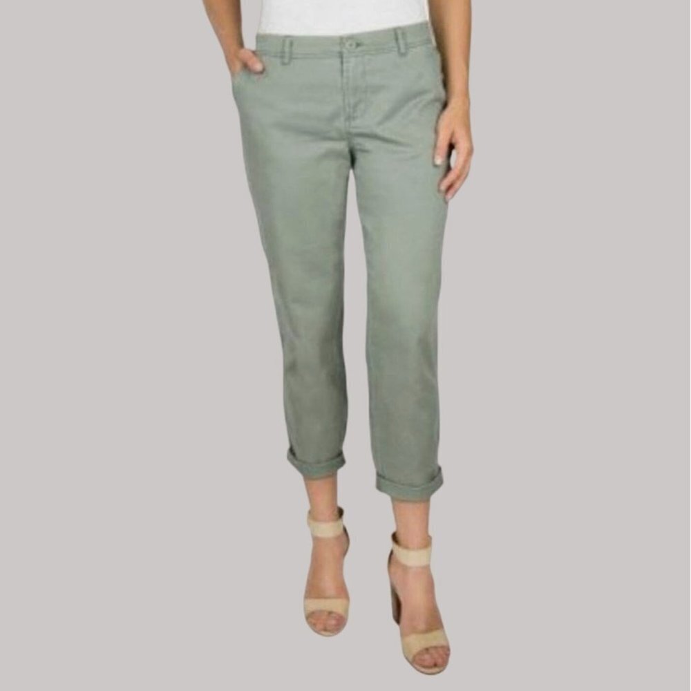 Woolrich Womens Pants Size 6 Green Sunday Chino Pant Crop Cuffed Relaxed Fit Sof